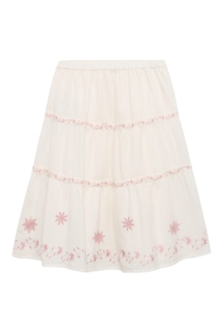 Jupe broderie florale - Beige