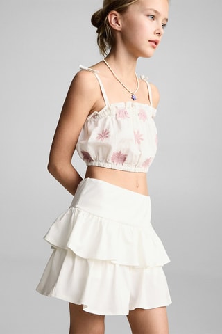 Jupe short volants - Blanc cassé