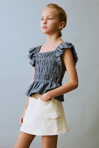 Jupe cargo denim - Beige