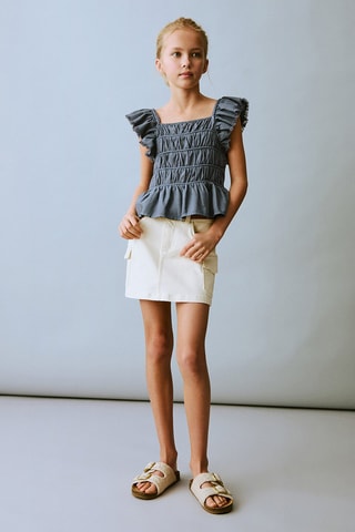 Jupe cargo denim - Beige