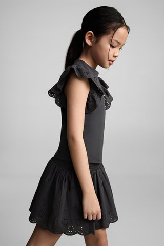 Jupe à volants broderie suisse - Bleu clair