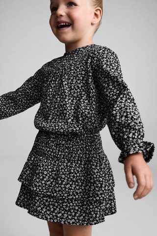 Jupe fleurs volants - Noir