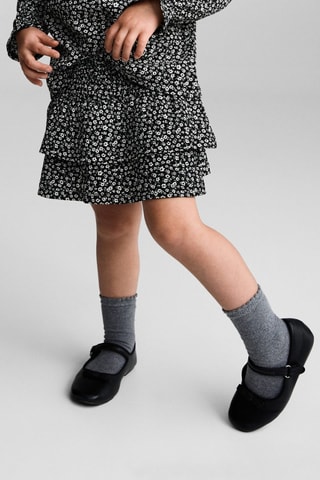 Jupe fleurs volants - Noir