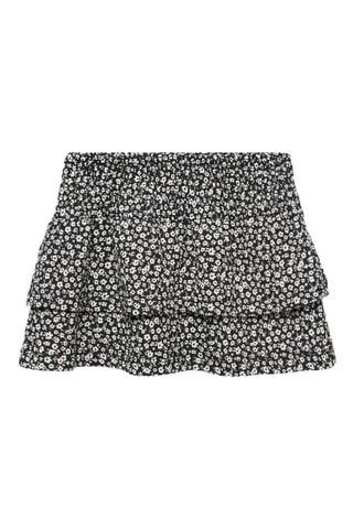 Jupe fleurs volants - Noir