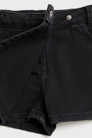 Jupe short en jean croisée - Noir