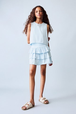 Jupe short volants - Bleu clair