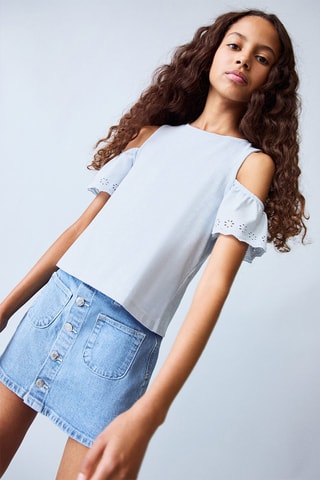 Jupe denim boutons - Bleu