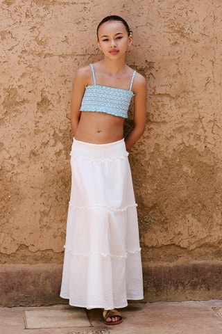 Jupe longue volants - Blanc