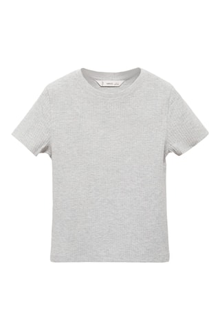 T-shirt coton côtelé - Gris clair