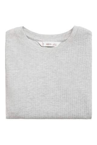 T-shirt coton côtelé - Gris clair