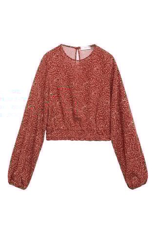 Blouse imprimée manches bouffantes - Orange