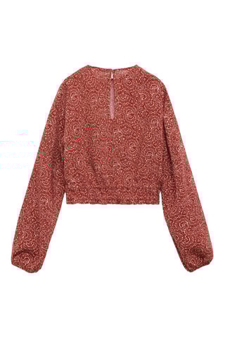 Blouse imprimée manches bouffantes - Orange