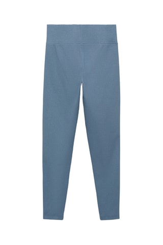Legging maille côtelée coton - Bleu
