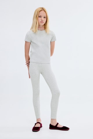 Legging maille côtelée coton - Gris clair