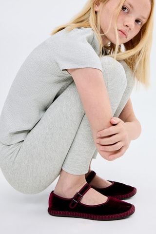 Legging maille côtelée coton - Gris clair