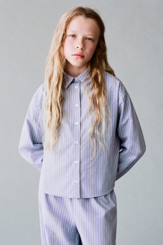 Chemise oversize coton rayures - Bleu