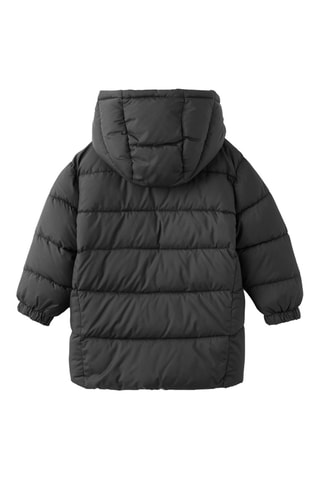 Anorak long matelassé capuche - Noir