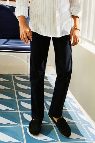 Pantalon de costume lin - Bleu marine