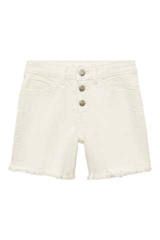 Short en jean revers effilochés - Blanc