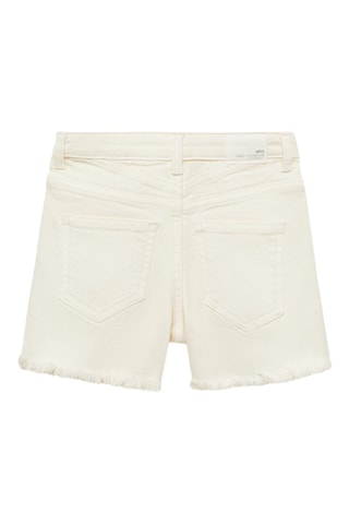 Short en jean revers effilochés - Blanc
