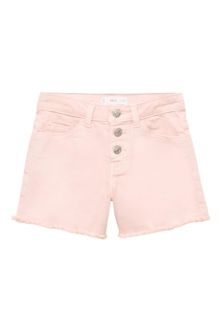Short en jean revers effilochés - Rose