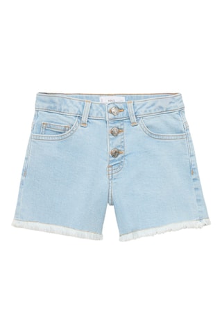 Short en jean revers effilochés - Bleu clair