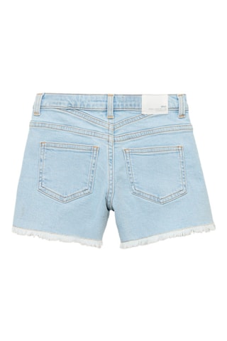 Short en jean revers effilochés - Bleu clair