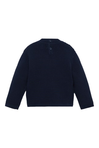Pull en maille coton à relief - Bleu marine
