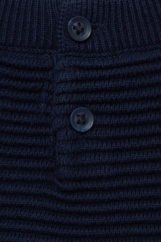 Pull en maille coton à relief - Bleu marine