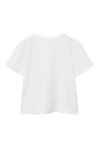 T-shirt coton rayures relief - Blanc
