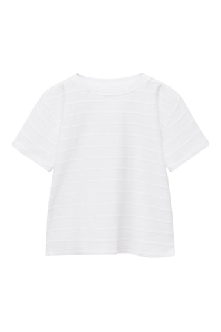 T-shirt coton rayures relief - Blanc