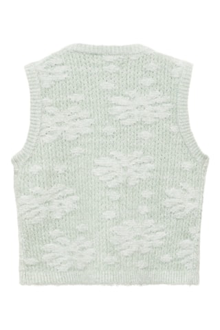 Gilet broderie fleurs - Vert clair