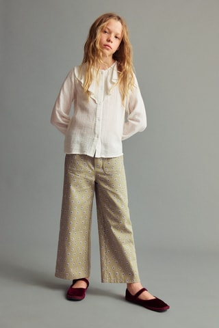 Jupe-culotte fleurs - Vert menthe