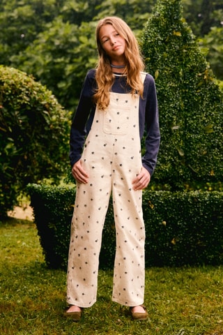 Salopette en imprimé fleuri - Écru