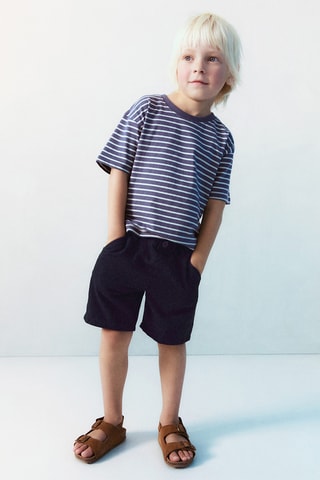 Bermuda lin et coton - Bleu marine