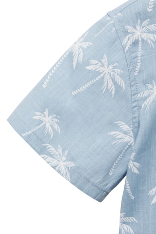 Chemise coton en imprimé palmiers - Bleu