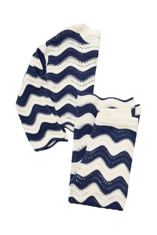 Pull en maille ajourée à motif zigzag - Bleu