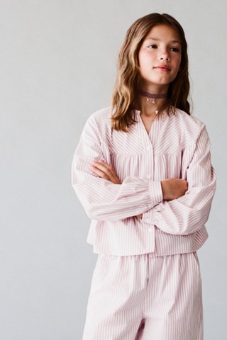Chemise coton rayures - Rose