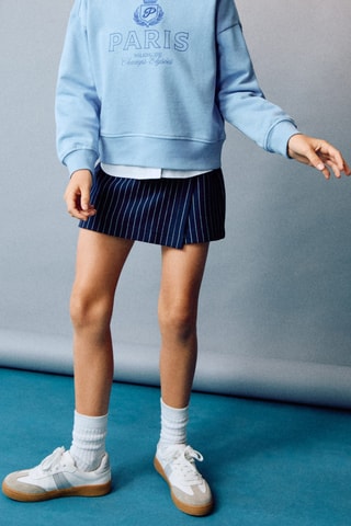 Jupe-culotte à rayures - Bleu marine