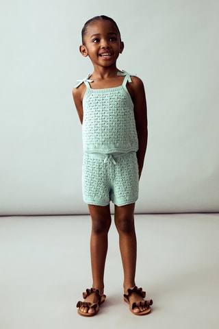 Top crochet bretelles - Vert