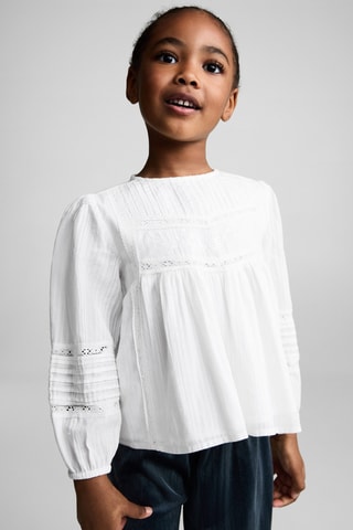 Blouse coton broderies - Blanc