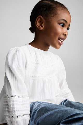 Blouse coton broderies - Blanc