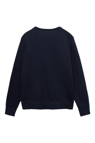 Pull-over coton col V - Bleu marine