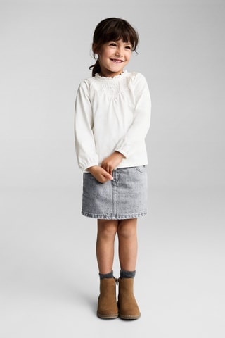 T-shirt col froncé - Blanc