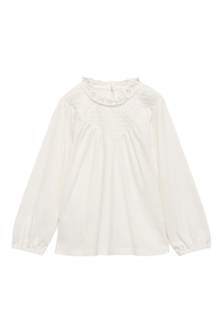 T-shirt col froncé - Blanc