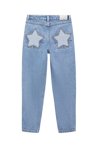 Jean mom-fit déchirures décoratives - Bleu