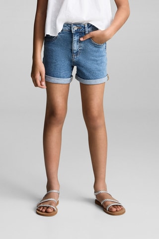 Short en jean droit - Bleu