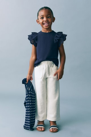 Pantalon droit tweed - Blanc