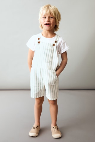 Salopette jean rayures - Vert