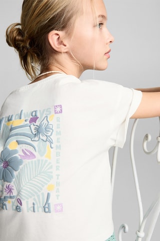 T-shirt crop message - Blanc